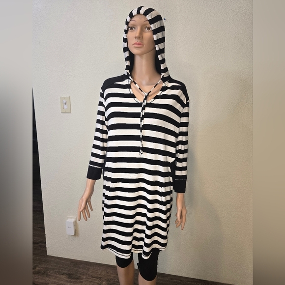 SimplyVera Vera Wang 3/4 Sleeves Women Pullover Hoodie Striped Size Large - Picture 8 of 9